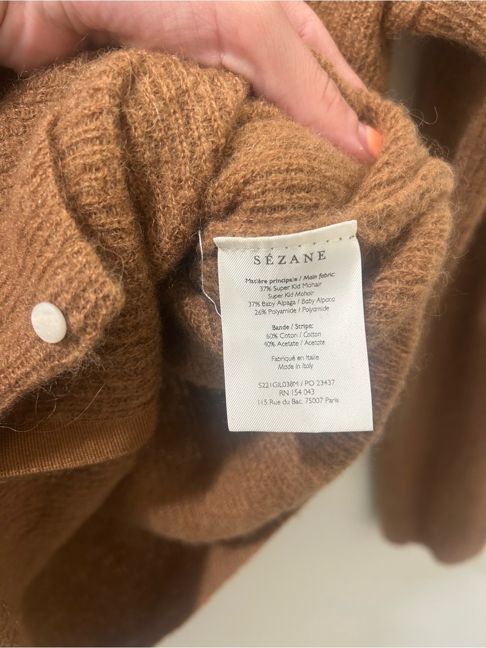 Sézane Gaspard Cardigan Camel Mohair Alpaca Sweater Size S - Picture 4 of 5